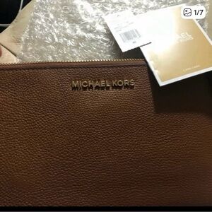 Michael Kors Women's Brown Leather Wristlet